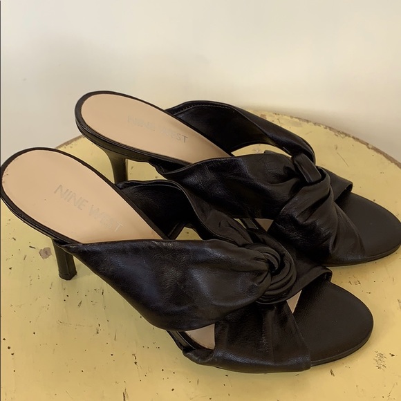 Nine West Shoes - Nine West black soft leather mules 3.5 inch heels.